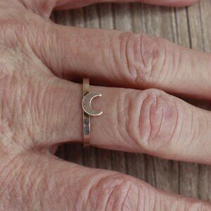 Moon Stacker Ring Silver Bohemian Elegant Casual Modern Timeless Gypsy Party NWT